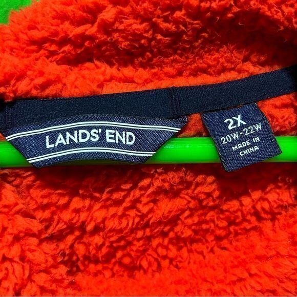Lands' End Women's Sherpa Fleece Pullover Jacket Reddish Orange Plus Size 2X - Picture 5 of 6